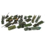 Large quantity of Dinky military die cast vehicles including tanks, transporters, etc : For