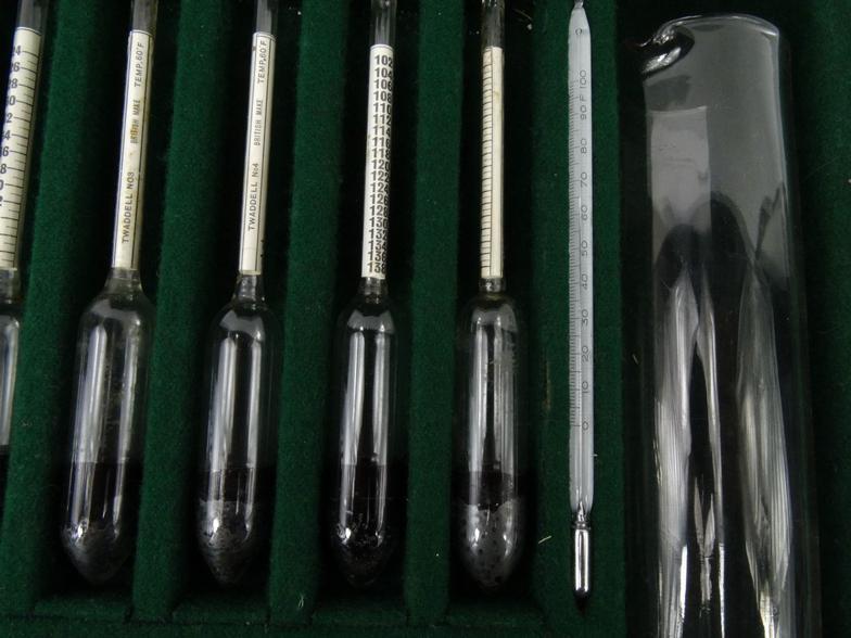 Wooden cased glass Twaddell hydrometer, the case 30cm square : For Condition Reports please visit - Image 2 of 3