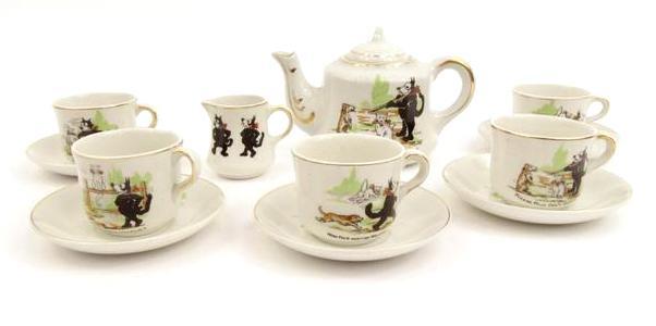 Novelty Felix the Cat children's pottery teaset 'Please Felix, Don't Shoot, Now Felix, Keep on