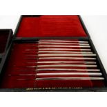 Three boxes of surgeon's scalpels including John Vice & Son ivory handled examples, the longest 14cm
