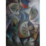 Large oil on canvas Modernist study, unsigned, with inscribed plaque to the frame 85cm x 65cm :