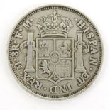 1776 silver Spanish dollar, 4cm diameter : For Condition Reports please visit www.