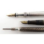 Silver Swan fountain pen, sterling silver fountain pen and one other : For Condition Reports