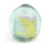 Victorian glass paperweight with yellow, pink and white volcano interior, 6.5cm high : For Condition