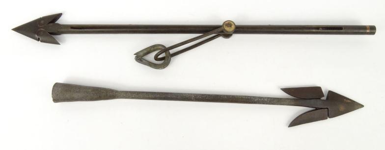 Two 19th century whaling harpoon tips, the longest 67cm long : For Condition Reports please visit - Image 4 of 4