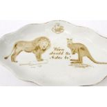 Australian interest novelty pottery cricket dish - Where Should The Ashes Be?, for the Holborn