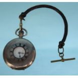 Silver gentleman's half hunter pocket watch, 5cm diameter, approximate weight 108.5g : For Condition