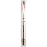 Brass Lehalle Paris barometer, with silvered scale housed in a wooden carrying case, 102cm long :