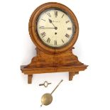 Oak cased fusée movement wall clock mounted on a bracket, the dial for Godwin, London, 28cm diameter