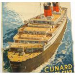 Shipping interest Cunard White Star Line Queen Mary and Queen Elizabeth poster, 67cm x 43cm : For