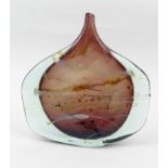 Michael Harris Mdina glass axe head vase, signature mark to base, paper 'Made in Malta' label to