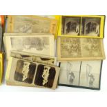 Selection of stereoscopic view cards, mainly travel, together with a brass and glass viewer : For