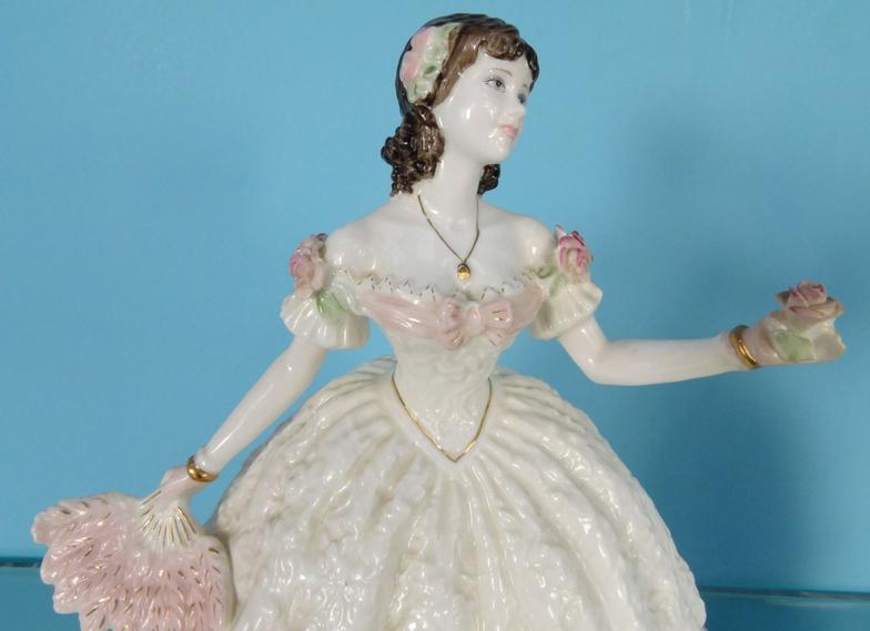 Large Coalport china figurine - Olivia, and a Royal Worcester china figurine - The Painted Fan, - Image 2 of 6