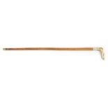 Horn handled dog's head walking stick, 84cm long : For Condition Reports please visit www.