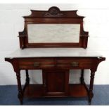 Edwardian mahogany wash stand with marble top and back : For Condition Reports please visit www.