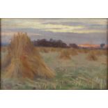 Tudor St George Tucker-  A Sussex Cornfield Evening Near Chichester - Oil onto canvas, mounted in