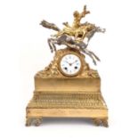 Victorian gilt bronze mantel clock ' The Death of Andromache' a classical group with horse and
