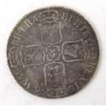 William III 1696 silver crown, 3.4cm diameter : For Condition Reports please visit www.