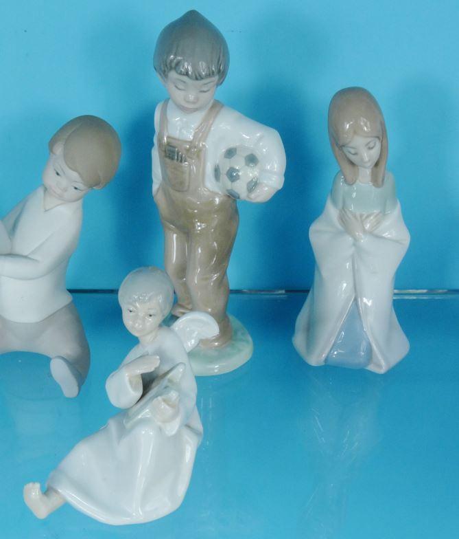Four Lladro China figures and two Nao figures, the largest 18.5cm high : For Condition Reports - Image 3 of 5