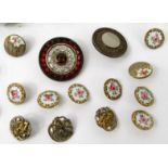 Selection of antique buttons including some oriental Japanese examples, and some floral enamel