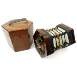 H. Solomon & Co cased rosewood concertina, numbered 12671, 18cm wide : For Condition Reports