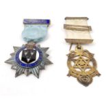 Royal Masonic silver steward medal 1926, together with one other, the larger 10cm long : For
