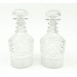 Pair of Victorian cut glass decanters and stoppers, 23cm high : For Condition Reports please visit