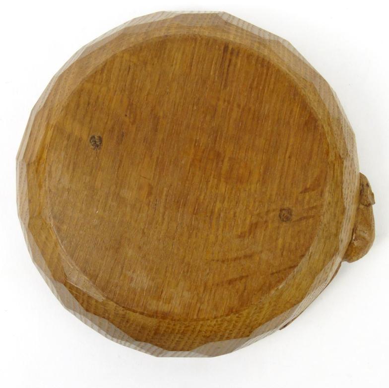 Robert Thompson Mouseman oak carved wooden bowl with signature mouse, 14cm diameter : For - Image 6 of 6