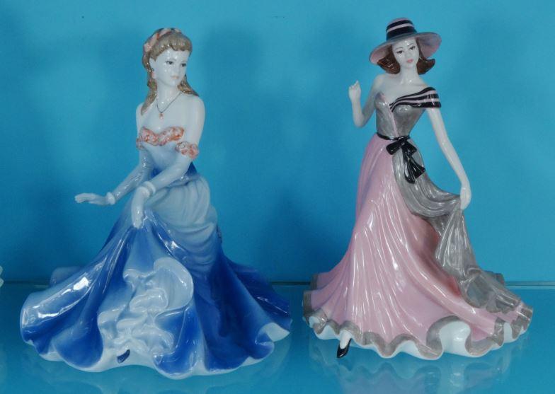 Three boxed Coalport china figurines and a boxed Royal Worcester china figurine, the largest 23cm - Image 2 of 8