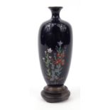 Oriental cloisonné vase finely decorated with flowers, 12cm high : For Condition Reports please