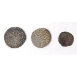 Three English antique hammered silver coins, the largest 1.5cm diameter : For Condition Reports