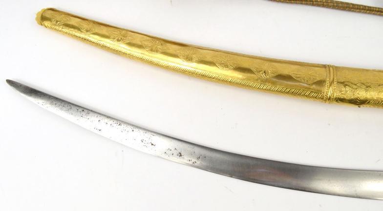Saudi Arabian presentation sword inset with pearls and housed in a wooden red velvet lined box, 96cm - Image 2 of 3