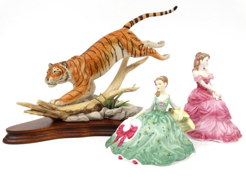 Limited edition collectable tiger, Coalport figurine and a boxed Royal Doulton figurine : For - Image 11 of 11