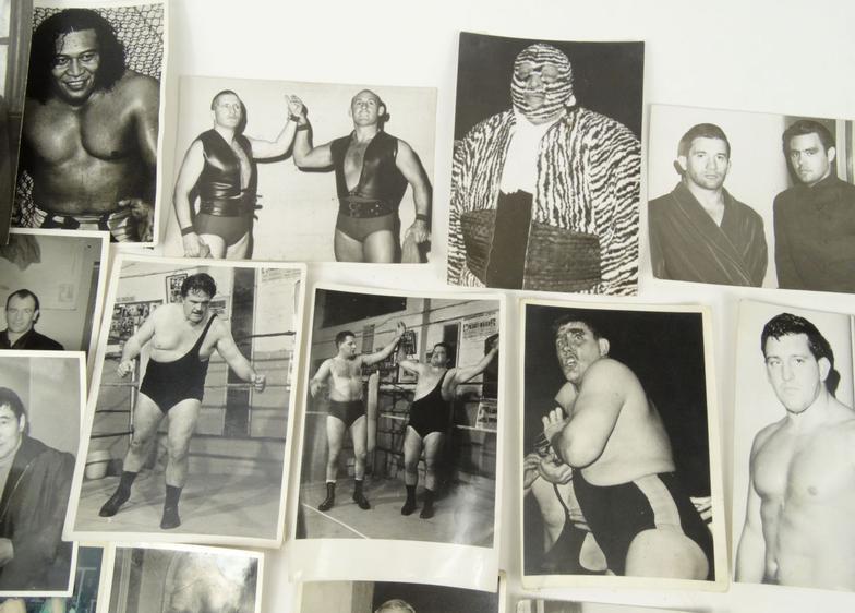 Selection of black and white wrestling photographs, some with autographs, the largest 26cm x - Image 3 of 3