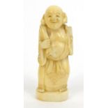 Oriental carved ivory style figure, 10cm high : For Condition Reports please visit www.