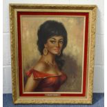 Signed oil onto canvas portrait of a female, gilt framed, 49cm x 39cm excluding the frame : For