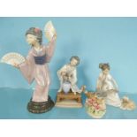 Three Lladro China figures and a Nao China figure, the largest 30cm high : For Condition Reports