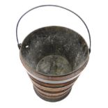 Oak bucket with ebonised bands and metal liner, 34cm high excluding the handle : For Condition