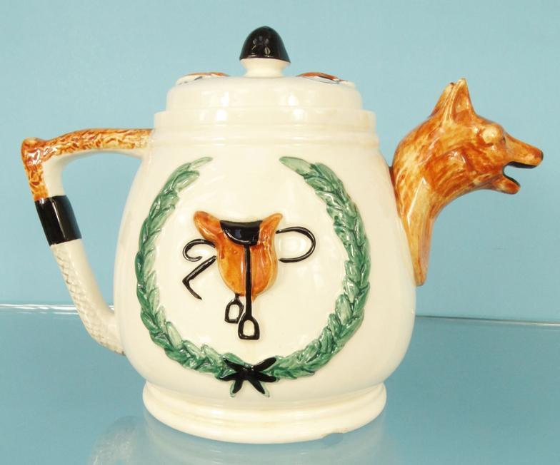 Wedgwood John Peel jar and cover with silver collar, together with a huntsman teapot and jug : For - Image 3 of 18