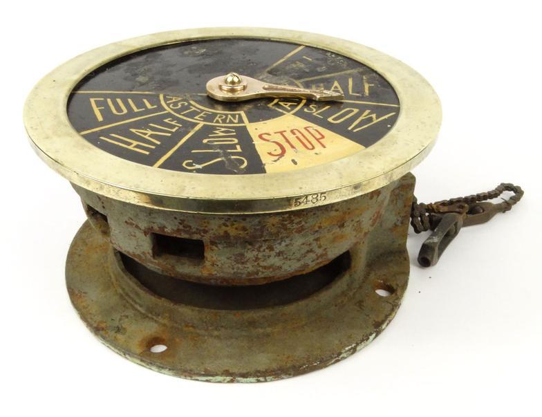 Vintage brass ships telegraph in working order, 27cm diameter : For Condition Reports please visit - Image 2 of 4