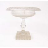 Good quality Victorian cut glass tazza, possibly Irish, 24cm high : For Condition Reports please