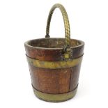 Jones and Willis brass bound wooden bucket with swing handle, 21cm high excluding the handle : For