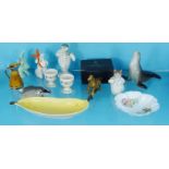 Collectable china including Royal Doulton Snowman, USSR animals, Sylvac dogs, etc : For Condition
