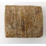 Middle Eastern carved stone with a provenance letter 'Tablet giving a list of sheep around 2300-