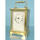 French brass cased carriage clock, 11cm high excluding the handle : For Condition Reports please