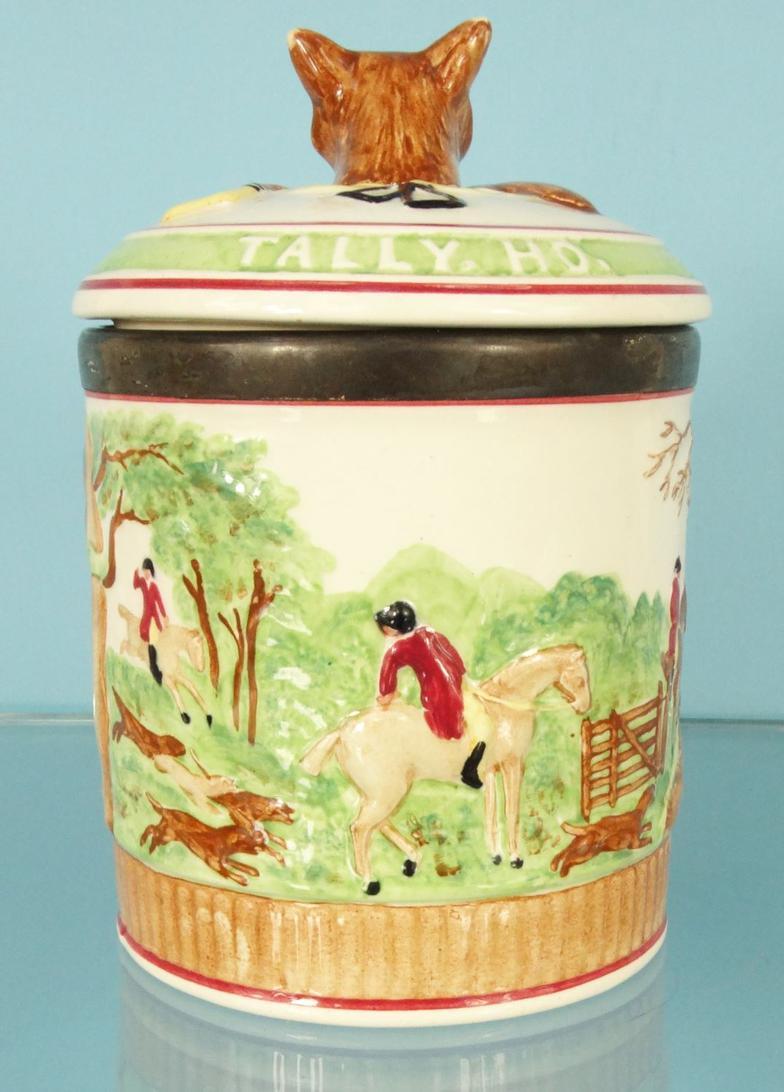 Wedgwood John Peel jar and cover with silver collar, together with a huntsman teapot and jug : For - Image 13 of 18