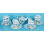 Adderley Love-in-the-Mist patterned four-place tea service and two similar cups : For Condition