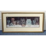 Louis Wain print of comical cats, mounted and framed, 50cm x 16cm excluding the mount and frame :