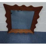 1950's wooden framed mirror, possibly Heals, 52cm square : For Condition Reports please visit www.