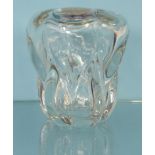 Heavy Val St Lambert clear glass vase, 14.5cm high : For Condition Reports please visit www.